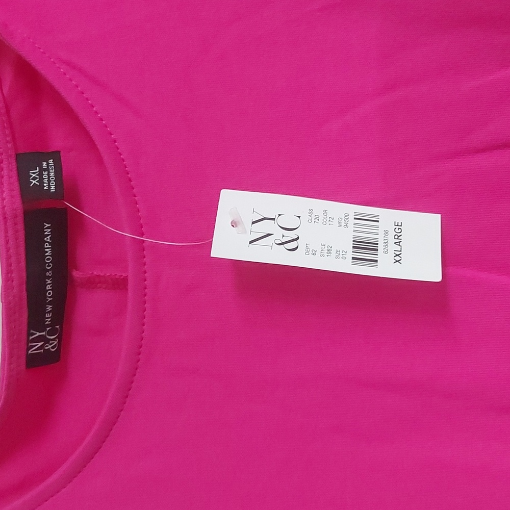 NWT NY & C Contrast Stripe Shoulder-Button Flare Pink and Black Sleeveless Dress - Picture 8 of 8